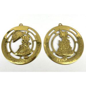 VTG Solid BRASS WALL PLAQUE, ‘IT'S PLEASANT TO LABOUR FOR THOSE WE LOVE' 6" Set